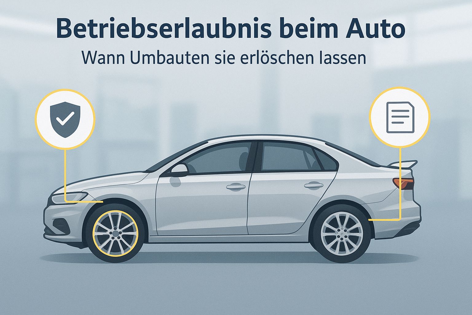 Pkw in Seitenansicht mit markierter Felge und Heckspoiler – Betriebserlaubnis beim Auto und Umbauten