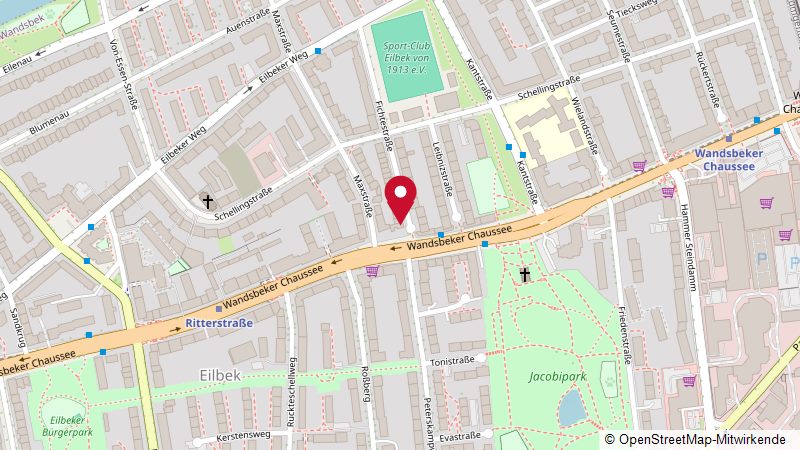 Kartenausschnitt: SZH-Standort Wandsbeker Chaussee 197, 22089 Hamburg